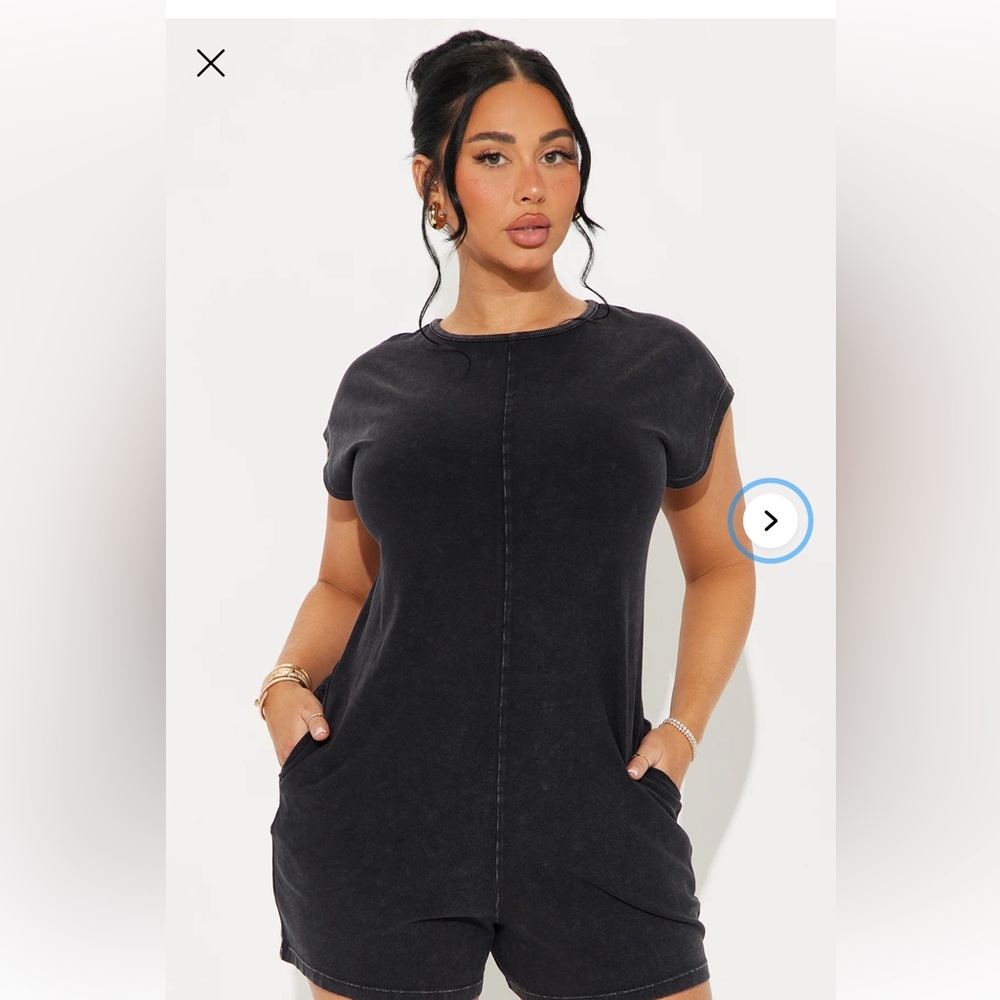 Fashion Nova The Black Washed Cap Sleeve Romper